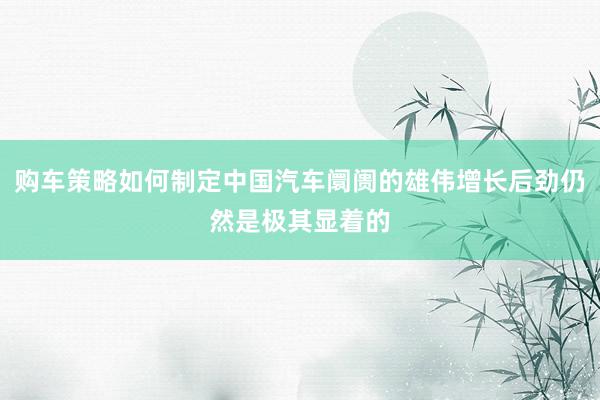 购车策略如何制定中国汽车阛阓的雄伟增长后劲仍然是极其显着的