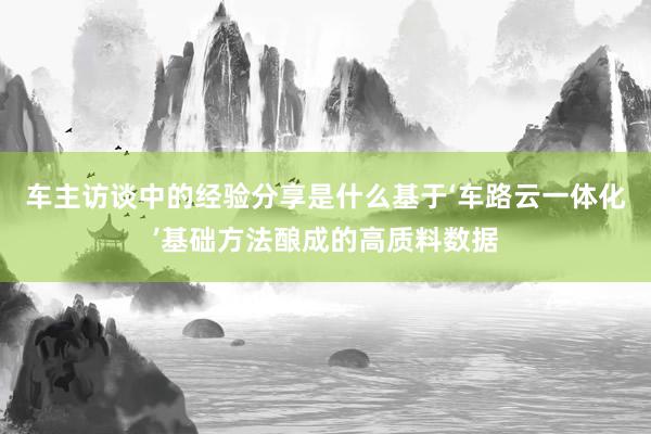 车主访谈中的经验分享是什么基于‘车路云一体化’基础方法酿成的高质料数据