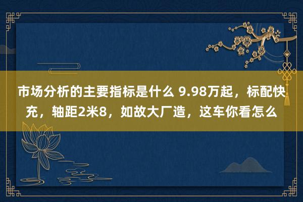 市场分析的主要指标是什么 9.98万起，标配快充，轴距2米8，如故大厂造，这车你看怎么