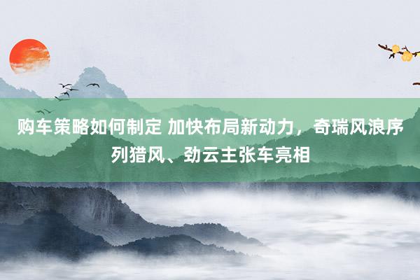 购车策略如何制定 加快布局新动力，奇瑞风浪序列猎风、劲云主张车亮相