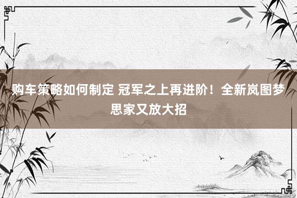 购车策略如何制定 冠军之上再进阶！全新岚图梦思家又放大招