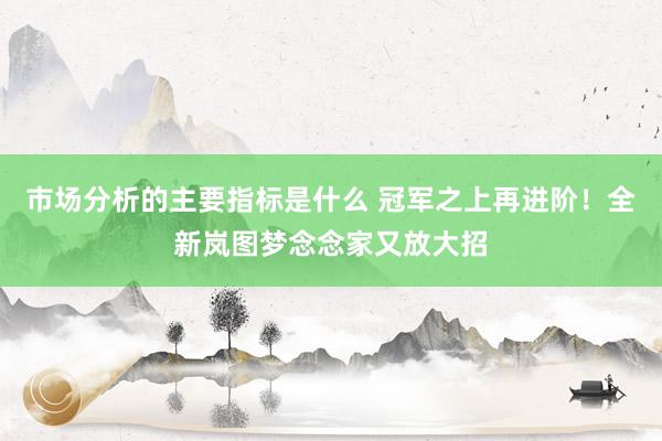 市场分析的主要指标是什么 冠军之上再进阶！全新岚图梦念念家又放大招