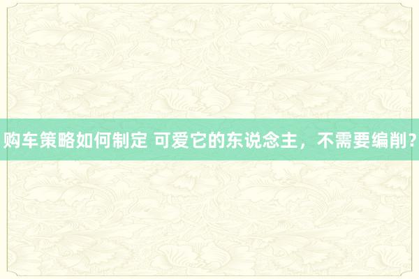 购车策略如何制定 可爱它的东说念主，不需要编削？