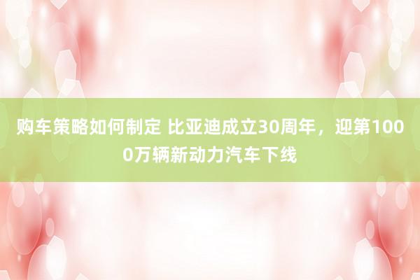 购车策略如何制定 比亚迪成立30周年，迎第1000万辆新动力汽车下线