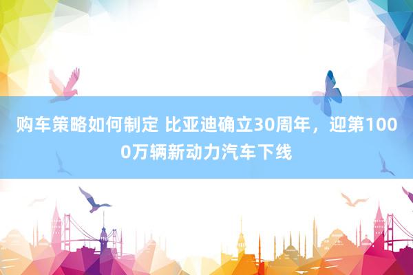 购车策略如何制定 比亚迪确立30周年，迎第1000万辆新动力汽车下线