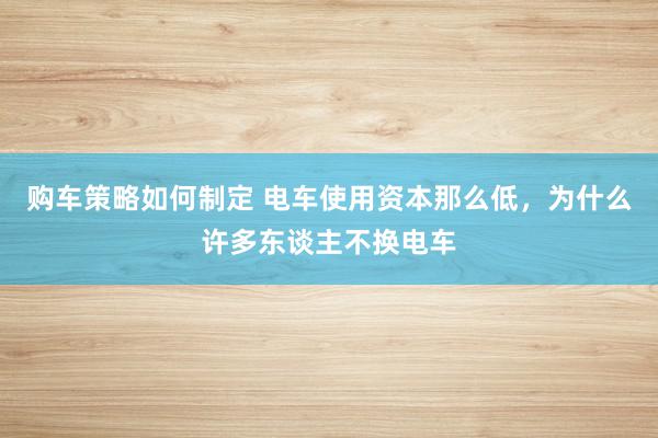 购车策略如何制定 电车使用资本那么低，为什么许多东谈主不换电车