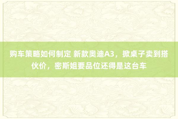 购车策略如何制定 新款奥迪A3，掀桌子卖到搭伙价，密斯姐要品位还得是这台车