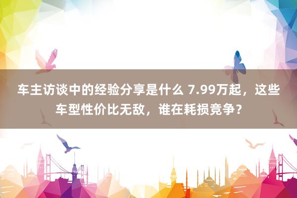 车主访谈中的经验分享是什么 7.99万起，这些车型性价比无敌，谁在耗损竞争？