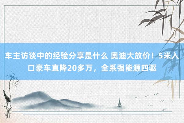 车主访谈中的经验分享是什么 奥迪大放价！5米入口豪车直降20多万，全系强能源四驱