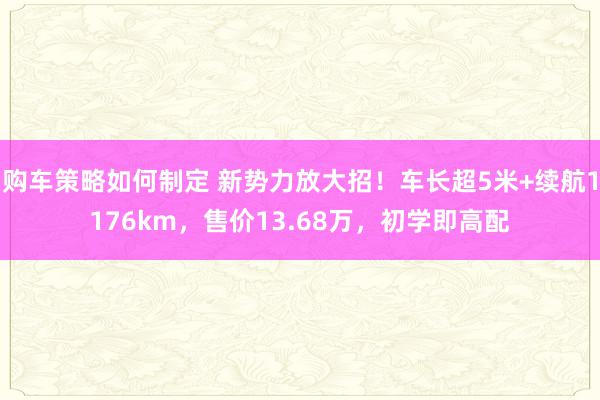 购车策略如何制定 新势力放大招！车长超5米+续航1176km，售价13.68万，初学即高配