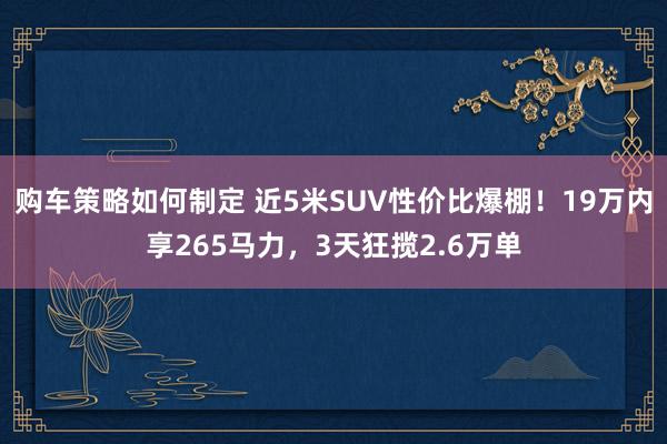 购车策略如何制定 近5米SUV性价比爆棚！19万内享265马力，3天狂揽2.6万单