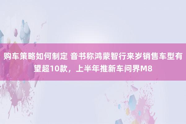 购车策略如何制定 音书称鸿蒙智行来岁销售车型有望超10款，上半年推新车问界M8