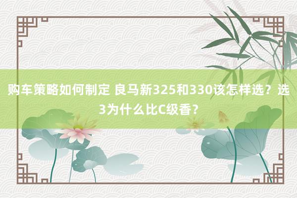 购车策略如何制定 良马新325和330该怎样选？选3为什么比C级香？