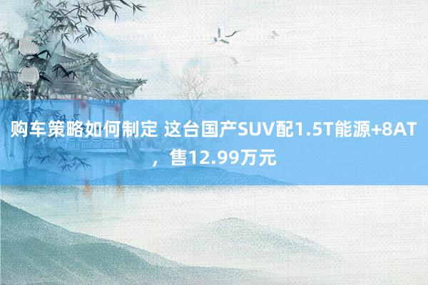 购车策略如何制定 这台国产SUV配1.5T能源+8AT，售12.99万元