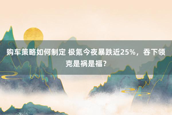 购车策略如何制定 极氪今夜暴跌近25%，吞下领克是祸是福？