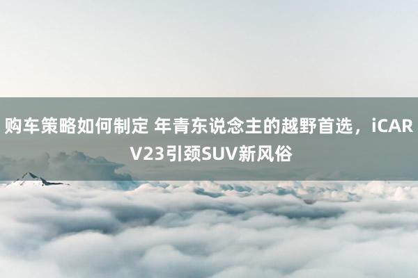 购车策略如何制定 年青东说念主的越野首选，iCAR V23引颈SUV新风俗