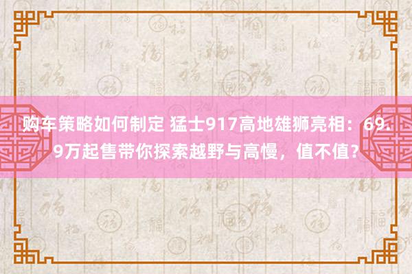 购车策略如何制定 猛士917高地雄狮亮相：69.9万起售带你探索越野与高慢，值不值？