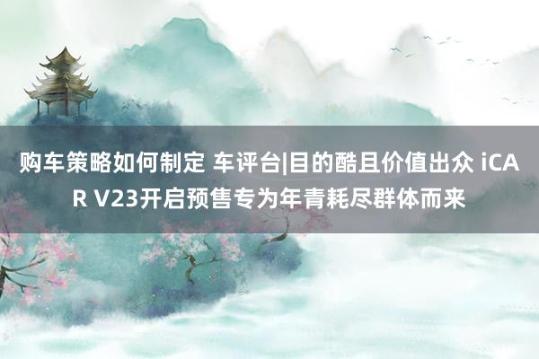 购车策略如何制定 车评台|目的酷且价值出众 iCAR V23开启预售专为年青耗尽群体而来