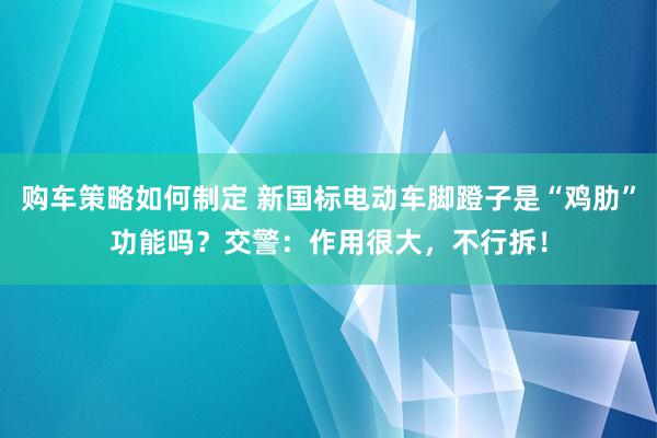 购车策略如何制定 新国标电动车脚蹬子是“鸡肋”功能吗？交警：作用很大，不行拆！