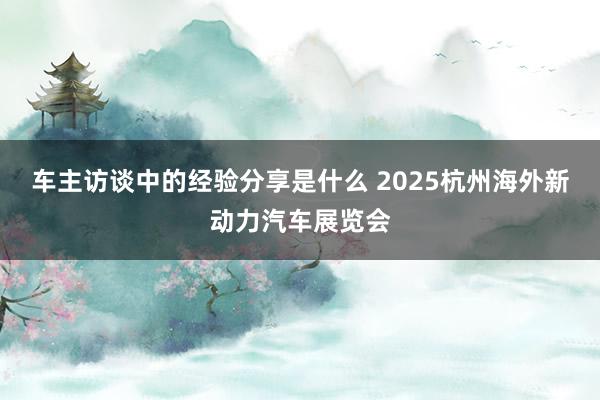 车主访谈中的经验分享是什么 2025杭州海外新动力汽车展览会