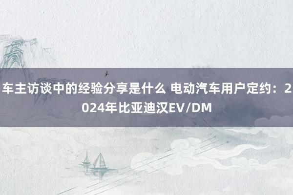 车主访谈中的经验分享是什么 电动汽车用户定约：2024年比亚迪汉EV/DM