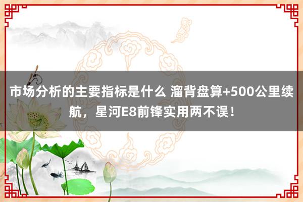 市场分析的主要指标是什么 溜背盘算+500公里续航，星河E8前锋实用两不误！