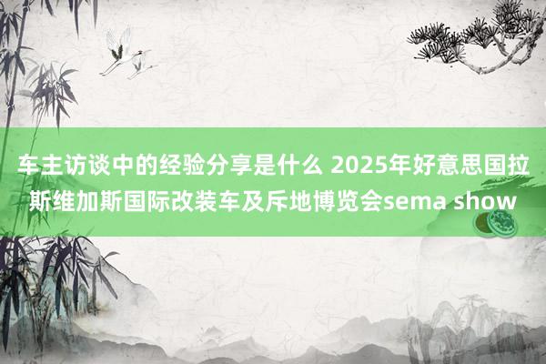 车主访谈中的经验分享是什么 2025年好意思国拉斯维加斯国际改装车及斥地博览会sema show