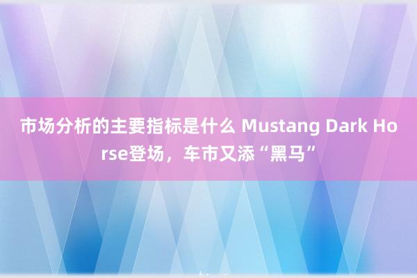 市场分析的主要指标是什么 Mustang Dark Horse登场，车市又添“黑马”