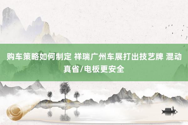 购车策略如何制定 祥瑞广州车展打出技艺牌 混动真省/电板更安全