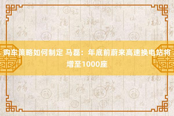 购车策略如何制定 马磊：年底前蔚来高速换电站将增至1000座