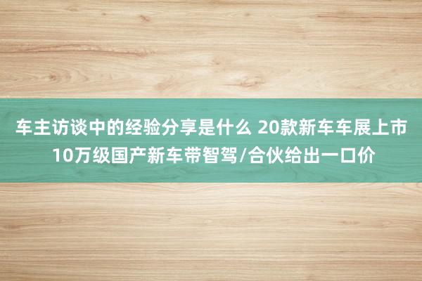 车主访谈中的经验分享是什么 20款新车车展上市 10万级国产新车带智驾/合伙给出一口价