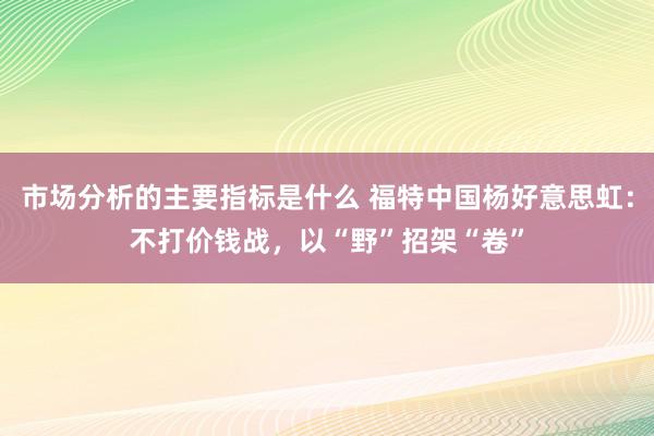 市场分析的主要指标是什么 福特中国杨好意思虹：不打价钱战，以“野”招架“卷”