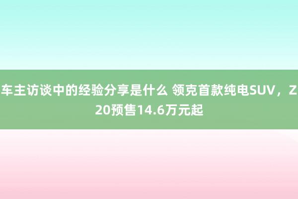 车主访谈中的经验分享是什么 领克首款纯电SUV，Z20预售14.6万元起