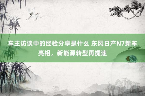 车主访谈中的经验分享是什么 东风日产N7新车亮相，新能源转型再提速