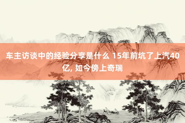 车主访谈中的经验分享是什么 15年前坑了上汽40亿, 如今傍上奇瑞