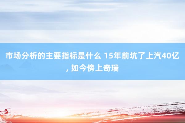 市场分析的主要指标是什么 15年前坑了上汽40亿, 如今傍上奇瑞