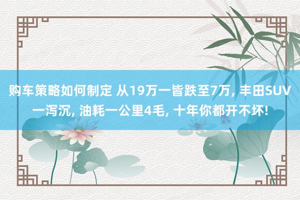 购车策略如何制定 从19万一皆跌至7万, 丰田SUV一泻沉, 油耗一公里4毛, 十年你都开不坏!