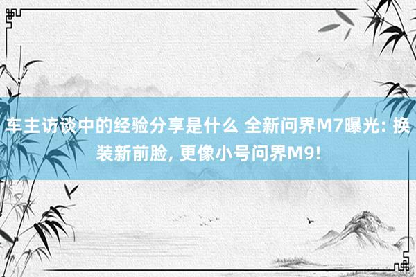 车主访谈中的经验分享是什么 全新问界M7曝光: 换装新前脸, 更像小号问界M9!