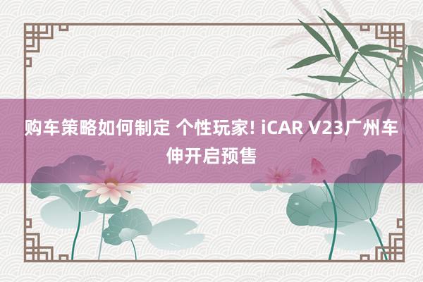 购车策略如何制定 个性玩家! iCAR V23广州车伸开启预售