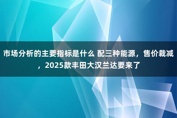 市场分析的主要指标是什么 配三种能源，售价裁减，2025款丰田大汉兰达要来了