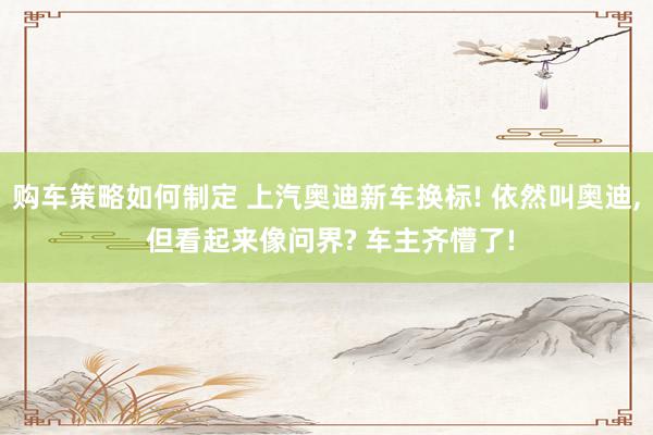 购车策略如何制定 上汽奥迪新车换标! 依然叫奥迪, 但看起来像问界? 车主齐懵了!