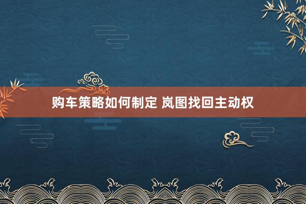 购车策略如何制定 岚图找回主动权