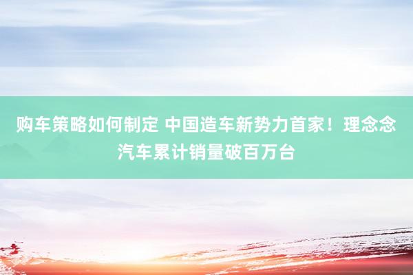 购车策略如何制定 中国造车新势力首家！理念念汽车累计销量破百万台