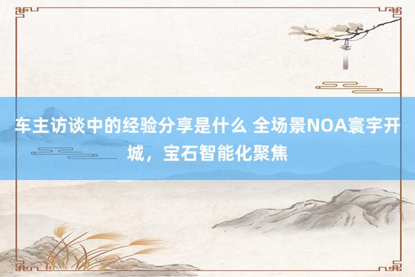 车主访谈中的经验分享是什么 全场景NOA寰宇开城，宝石智能化聚焦