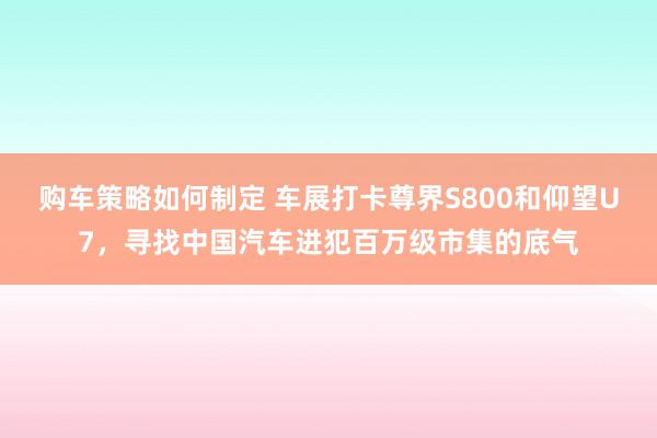 购车策略如何制定 车展打卡尊界S800和仰望U7，寻找中国汽车进犯百万级市集的底气