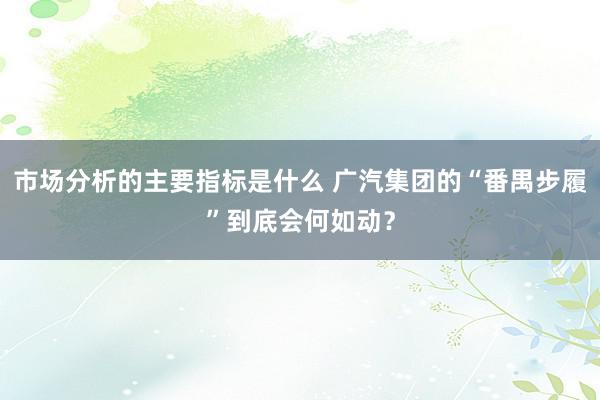 市场分析的主要指标是什么 广汽集团的“番禺步履”到底会何如动？