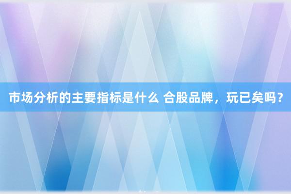 市场分析的主要指标是什么 合股品牌，玩已矣吗？