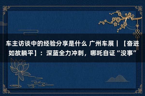 车主访谈中的经验分享是什么 广州车展｜【奋进如故躺平】：深蓝全力冲刺，哪吒自证“没事”