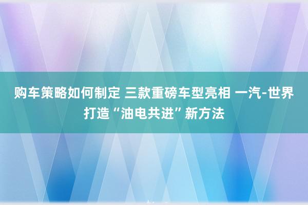 购车策略如何制定 三款重磅车型亮相 一汽-世界打造“油电共进”新方法