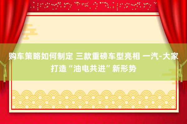 购车策略如何制定 三款重磅车型亮相 一汽-大家打造“油电共进”新形势